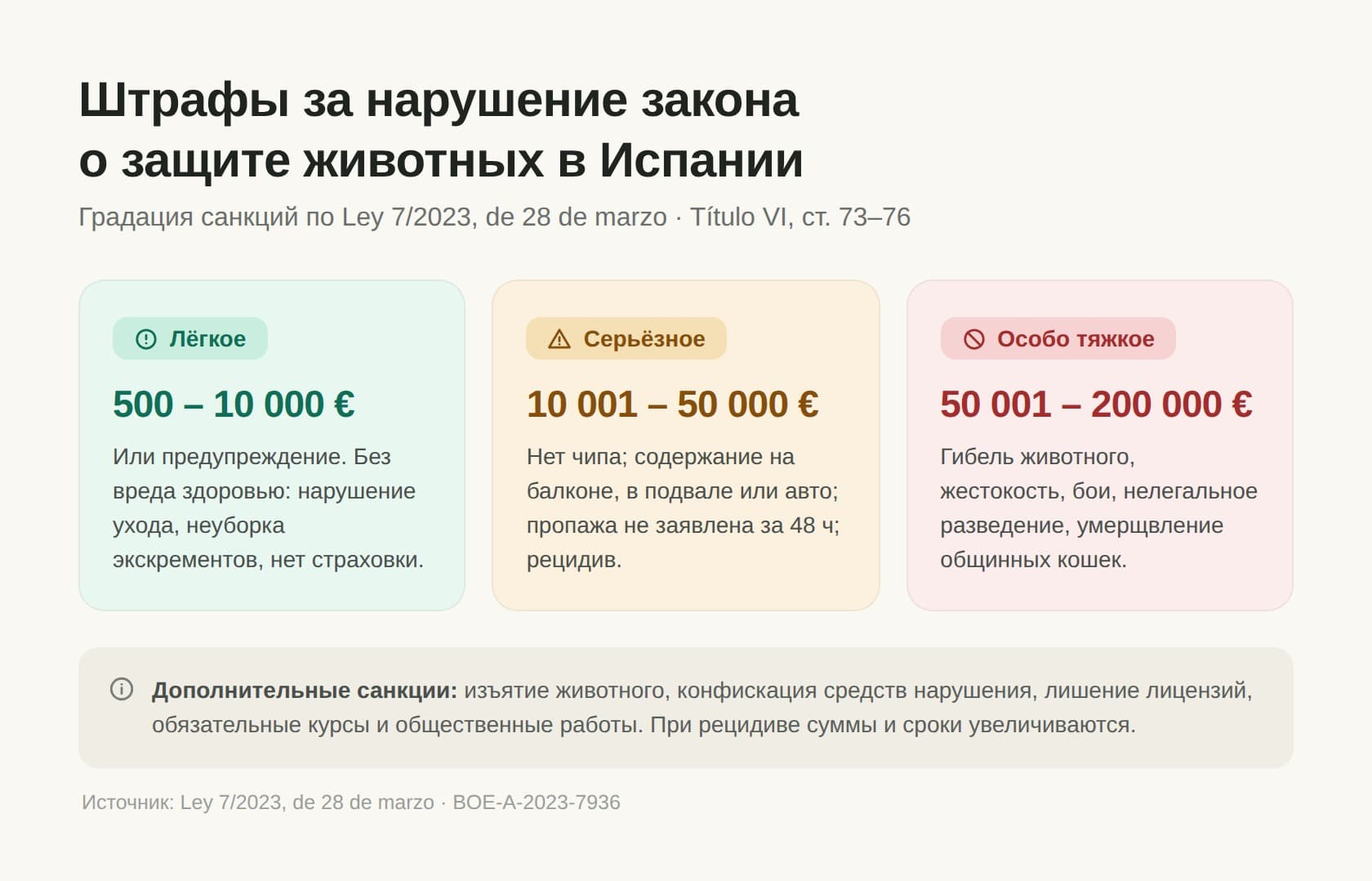 Штрафы за нарушение закона о защите животных в Испании
